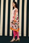 Swati Vijaivargie_Ivory Habutai Silk Svara Blossom Print Kurta With Dhoti Pant _at_Aza_Fashions