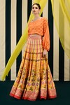 Swati Vijaivargie_Yellow Tarana Daffodil Bloom Print Embellished Lehenga With Crop Top _at_Aza_Fashions
