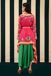 Swati Vijaivargie_Pink Lata Printed Cape With Surajmukhi Cowl Draped Dress Set_Online_at_Aza_Fashions