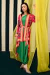Buy_Swati Vijaivargie_Pink Lata Printed Cape With Surajmukhi Cowl Draped Dress Set_Online_at_Aza_Fashions