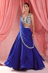 Buy_Seema Thukral_Blue Choli Georgette Embroidery Zari Attached Dupatta Lehenga With Blouse _at_Aza_Fashions