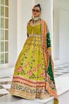 Shop_The Royaleum_Multi Color Crepe, Silk Sequins, Floral Bloom Pattern Anarkali With Dupatta _at_Aza_Fashions