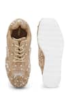 Shop_Anaar_Beige Dandelion Embroidered Wedge Sneakers _at_Aza_Fashions