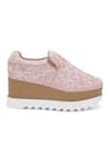 Buy_Anaar_Pink Jam Floral Embroidered Wedge Sneakers _Online_at_Aza_Fashions