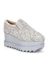 Anaar_Silver Kaju Katli Embroidered Wedge Sneakers _Online_at_Aza_Fashions