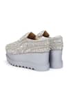 Anaar_Silver Kaju Katli Embroidered Wedge Sneakers _at_Aza_Fashions
