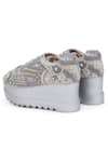 Anaar_Grey Hand Embroidered Ghungroo Wedge Sneakers_at_Aza_Fashions