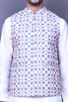 Buy_Arihant Rai Sinha_Orange Cotton Print Blossom Motif Embroidered Bundi _Online_at_Aza_Fashions