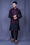 Buy_Arihant Rai Sinha_Purple Velvet Embroidery Bloom Art Bundi _at_Aza_Fashions