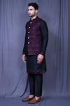 Shop_Arihant Rai Sinha_Purple Velvet Embroidery Bloom Art Bundi _Online_at_Aza_Fashions