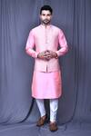 Buy_Arihant Rai Sinha_Pink Jacquard Embroidery Bloom Emboss Art Bundi_at_Aza_Fashions