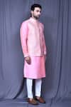 Arihant Rai Sinha_Pink Jacquard Embroidery Bloom Emboss Art Bundi_at_Aza_Fashions