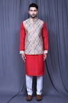 Arihant Rai Sinha_Multi Color Jacquard Print Floral Swirl Bundi _Online_at_Aza_Fashions