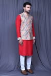 Arihant Rai Sinha_Multi Color Jacquard Print Floral Swirl Bundi _at_Aza_Fashions