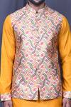 Buy_Arihant Rai Sinha_Multi Color Jacquard Print Bloom Swirl Bundi _Online_at_Aza_Fashions