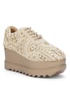 Anaar_Off White Sharara Embroidered Wedge Sneakers _Online_at_Aza_Fashions