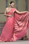 Buy_Dusala_Pink Spandex Embroidery Trinetra Peacock Border Woven Saree With Running Blouse_Online_at_Aza_Fashions