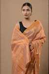 DUSALA_Beige Tussar Silk Handwoven Aeindri Saree With Running Blouse  _Online_at_Aza_Fashions