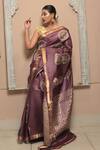 Buy_Dusala_Purple Tussar Zari Madhu Mandala Pattern Handwoven Saree With Running Blouse_at_Aza_Fashions