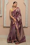 Shop_Dusala_Purple Tussar Zari Madhu Mandala Pattern Handwoven Saree With Running Blouse_at_Aza_Fashions