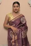 Dusala_Purple Tussar Zari Madhu Mandala Pattern Handwoven Saree With Running Blouse_Online_at_Aza_Fashions