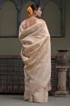 Shop_DUSALA_Beige Tussar Silk Handwoven Sursundari Saree With Running Blouse  _at_Aza_Fashions