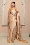 Buy_DUSALA_Off White Tussar Silk Handwoven Sia Saree With Running Blouse _at_Aza_Fashions