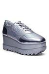 Anaar_Silver Boogie Textured Wedge Sneakers_Online_at_Aza_Fashions