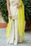 Esha Koul_Off White Chanderi Embroidered Mirror Round Kurta Sharara Set _at_Aza_Fashions