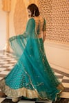 Shop_Esha Koul_Green Organza Embroidered Nakshi Sweetheart Sequin Blouse Bridal Lehenga Set _at_Aza_Fashions