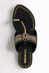 Shop_Signature Sole_Black Hand Embroidered Kolhapuri Flats _at_Aza_Fashions