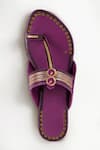 Signature Sole_Purple Hand Embroidery Kasab Kolhapuri Flats _Online_at_Aza_Fashions