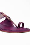 Signature Sole_Purple Hand Embroidery Kasab Kolhapuri Flats _at_Aza_Fashions