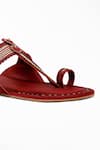 Signature Sole_Red Hand Embroidery Kasab Kolhapuris _at_Aza_Fashions