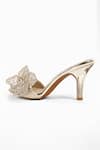 Shop_Signature Sole_Gold Hand Embroidery 3d Mule Heels _Online_at_Aza_Fashions