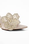 Signature Sole_Gold Hand Embroidery 3d Mule Heels _at_Aza_Fashions