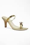 Buy_Signature Sole_Gold Diamonds Metallic Strap Heels _at_Aza_Fashions