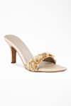 Buy_Signature Sole_Gold Hand Embroidery Butterfly Strap Heels _at_Aza_Fashions