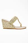 Shop_Signature Sole_Gold Embellished Mirror Wedges _Online_at_Aza_Fashions