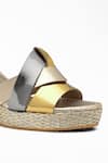 Shop_Signature Sole_Gold Color Block Strap Wedges _Online_at_Aza_Fashions