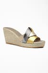 Buy_Signature Sole_Gold Color Block Strap Wedges _at_Aza_Fashions