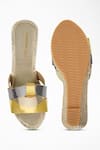 Signature Sole_Gold Color Block Strap Wedges _Online_at_Aza_Fashions