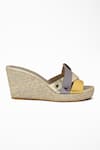 Shop_Signature Sole_Gold Color Block Strap Wedges _at_Aza_Fashions