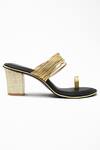 Shop_Signature Sole_Black Layered Chudi Strap Block Heels _at_Aza_Fashions