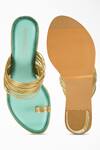 Signature Sole_Green Metallic Chudi Strap Block Heels _Online_at_Aza_Fashions