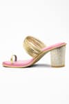 Buy_Signature Sole_Pink Metallic Layered Chudi Strap Block Heels _Online_at_Aza_Fashions