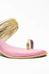 Shop_Signature Sole_Pink Metallic Layered Chudi Strap Block Heels _Online_at_Aza_Fashions