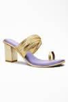 Buy_Signature Sole_Purple Layered Chudi Metallic Strap Block Heels _at_Aza_Fashions