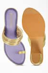 Signature Sole_Purple Layered Chudi Metallic Strap Block Heels _Online_at_Aza_Fashions