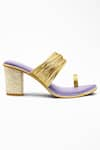 Shop_Signature Sole_Purple Layered Chudi Metallic Strap Block Heels _at_Aza_Fashions